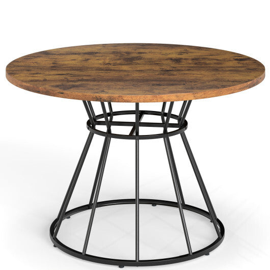 47 Inches Round Dining Table for 4 Farmhouse Kitchen Table with Wooden Tabletop-Black
