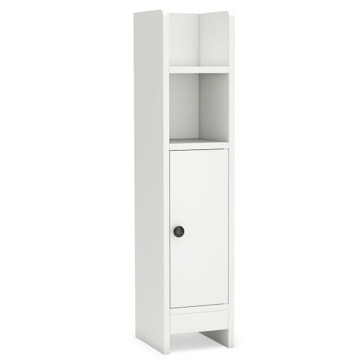 Bathroom Slim Cabinet Corner with Door and Adjustable Shelf-Black
