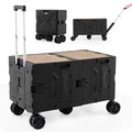 Large Foldable Utility Cart with 2-Tier Storage Crates and Telescoping Handle-White