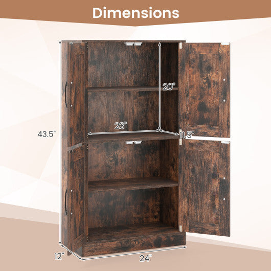 Bathroom Cabinet 43.5 inch Storage Cabinet with Doors and Adjustable Shelves-White