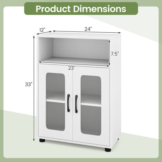 Bathroom Cabinet Freestanding Cabinet with 2 Doors and 3-Level Adjustable Shelf-White