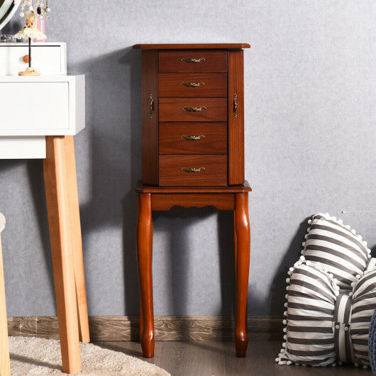 Standing Jewelry Box with 4 Drawers and 2 Side Doors-Black