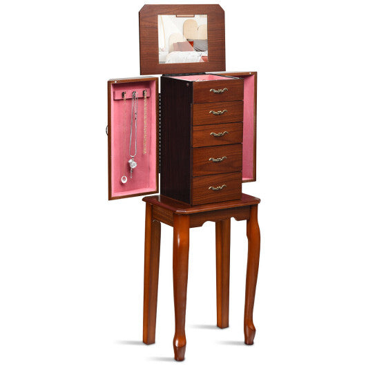 Standing Jewelry Box with 4 Drawers and 2 Side Doors-Black