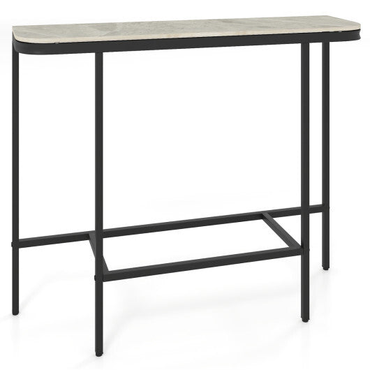 Console Table 44-Inch Entryway Table with Faux Marble Tabletop and Heavy-Duty Metal Frame-Gray