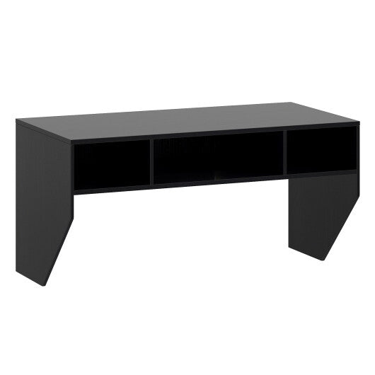 Wall-Mounted Computer Desk Floating Laptop Desk with 3 Storage Compartments-Black