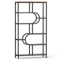 5-Tier Bookshelf Tall Etagere Bookcase with Open Storage Shelves and U Shape-Rustic Brown
