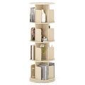 4-Tier Rotating Bookshelf 360 Display Rack with Dividers and Anti-falling Baffles-Natural
