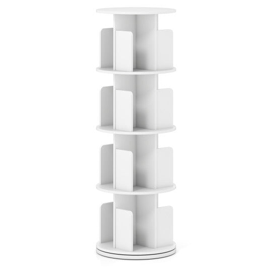 4-Tier Rotating Bookshelf 360 Display Rack with Dividers and Anti-falling Baffles-Natural