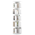 5-Tier Rotating Bookshelf 360 Display Rack with Dividers and Anti-falling Baffles-White