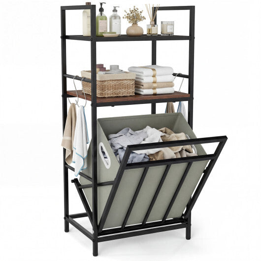 2-Tier Laundry Hamper with Tilt-out Basket-Black
