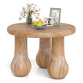 24" Small Solid Mahogany Wood Coffee Table with Thickened Top and Column Legs