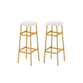 Bar Stools Set of 2 with Sturdy Metal Frame and Footrest-White