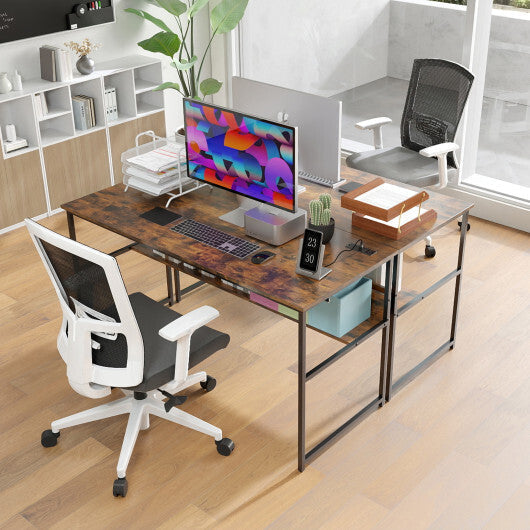 55 x 24 inch Computer Desk with Power Outlets and USB Ports-Black