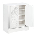 Mirrored Shoe Cabinet 4-Tier Shoe Organizer with Large Drawer-White