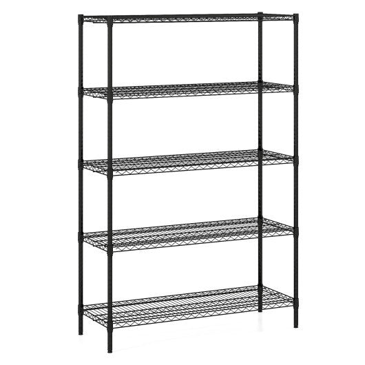 5-Tier Metal Storage Shelving Unit with V-Shaped Wire Rack-Black