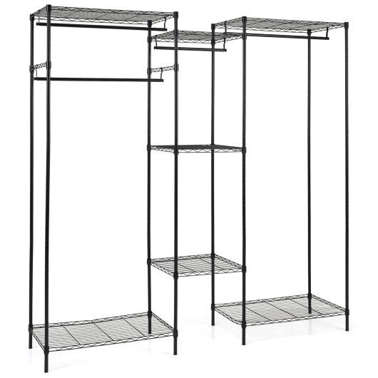 Convertible Clothes Organizer with L-shape and Horizontal Installation-Black