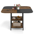 47.5 inch Modern Dining Table  Square Kitchen Table with Mix-colored Tabletop-Rustic Brown