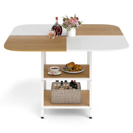 47.5 inch Modern Dining Table  Square Kitchen Table with Mix-colored Tabletop-Rustic Brown