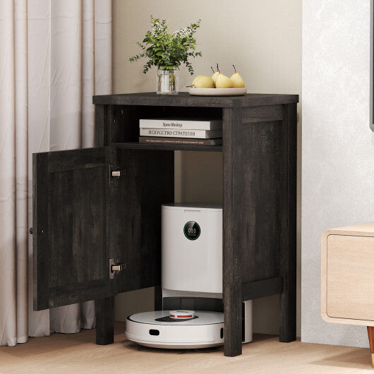 Robot Vacuum Storage Cabinet with Door and Open Shelf for Living Room Bedroom-Gray