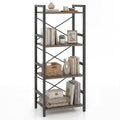 4-Tier Bookshelf Narrow Freestanding Display Shelf with Metal Frame-Oak