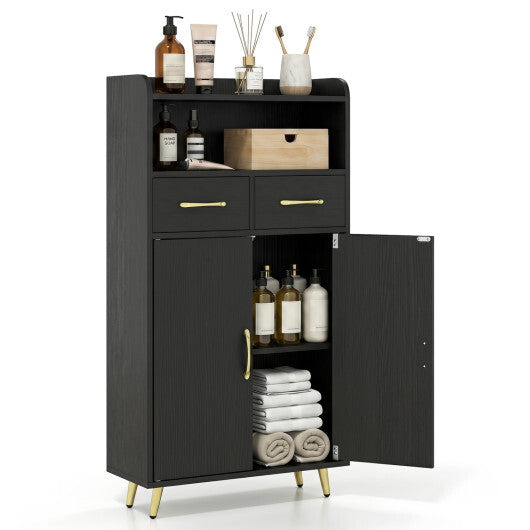 Bathroom Storage Cabinet Freestanding Floor Cabinet with 2 Drawers and 2 Doors-White