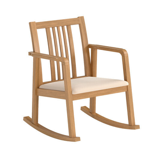 Rocking Chair with Slatted Back and Curved Armrests-Black