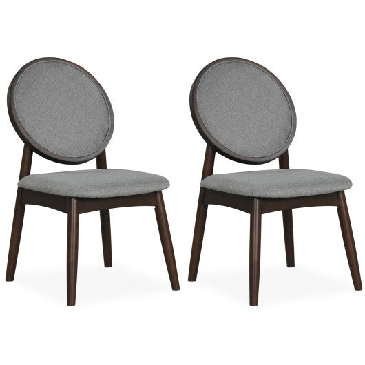 Set of 2 Upholstered Linen Fabric Kitchen Side Chairs with Padded Seat-Black