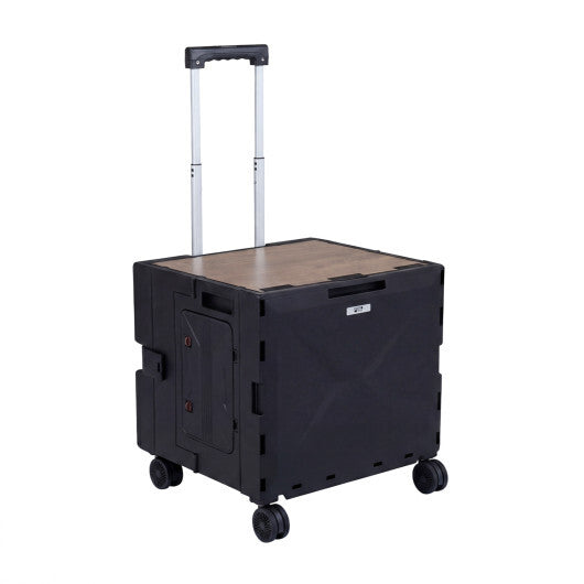 Foldable Utility Cart on 4 Rotate Wheels with Cup Holder-Pink