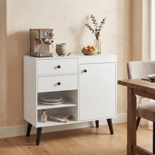 31" Sideboard Cabinet with 2 Open Compartments and 2 Drawers-Natrual