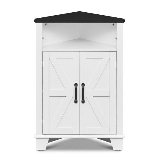 4-Tier Corner Storage Cabinet with Open Shelf-RusticBrown
