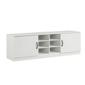 2-Door Shoe Bench Storage Cabinet with Adjustable Shelves-White