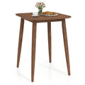 36 Inch Counter Height Bar Table Wooden High Top Pub Table with Solid Rubber Wood Legs-Walnut