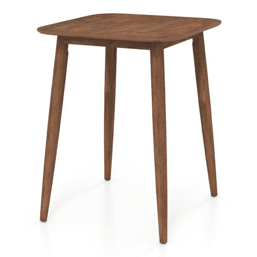 36 Inch Counter Height Bar Table Wooden High Top Pub Table with Solid Rubber Wood Legs-Walnut