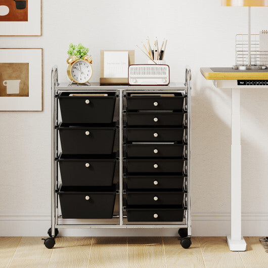 12-Drawer Utility Rolling Cart with Drawers Multi-Use Storage-White