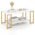Modern Accent Table with Open Storage Shelf for Apartment and Lounge-White