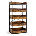 5-Tier Food Storage Rack with 4 Pull-out Drawers and Adjustable Feet-Rustic Brown