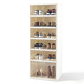 Foldable Shoe Rack Organizer 12-Pair 6-Tier Collapsible Shoe Cabinet-White