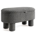 42 Inch Storage Ottoman Bench Corduroy Fabric Upholstered Foot Stool-Gray
