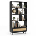 64 inch 6-Tier Tall Wooden Bookcase with 8 Open Cubes-Black