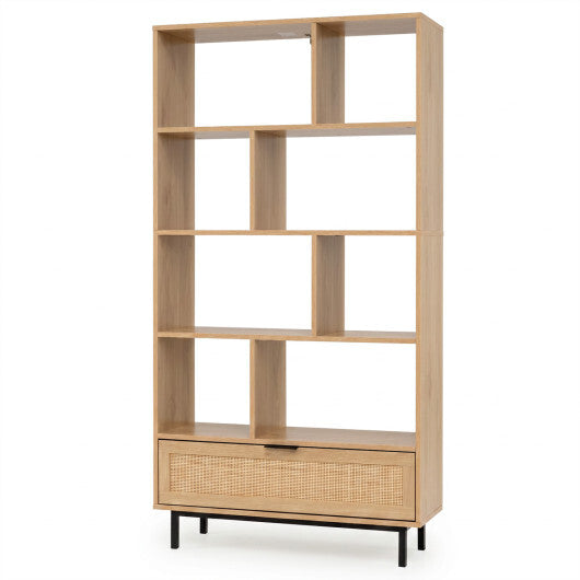 64 inch 6-Tier Tall Wooden Bookcase with 8 Open Cubes-Black