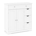 Bathroom Floor Cabinet with 4 Drawers with 2 Doors and Adjustable Shelf-White