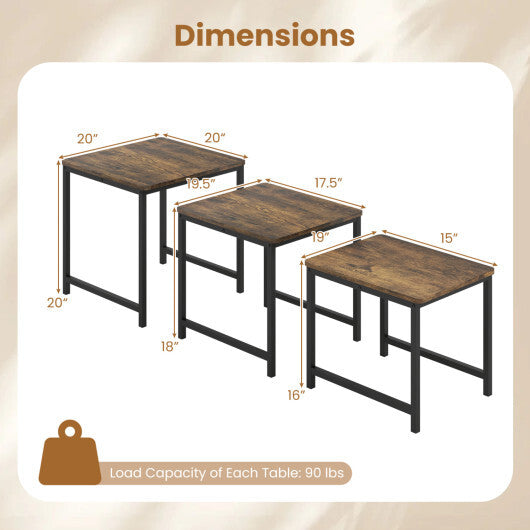 Faux Marble Nesting Table with Metal Frame Set of 3-White
