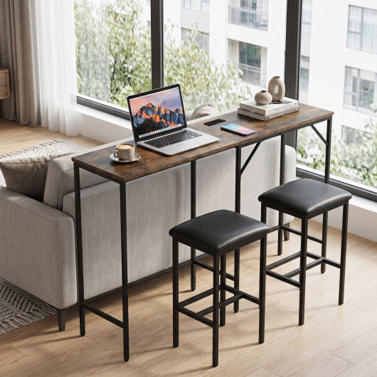 3-Piece Convertible L-Shaped Kitchen Table Chair Set with 2 AC Outlets  USB Port and Type-C Port-Black
