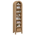 8-Tier Modern Arch Bookshelf with 3 Adjustable Shelves-Natural