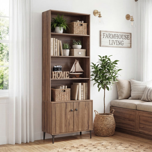 Giantex Bookshelf with Doors and 2 Anti-Tipping Kits for Home Office-White