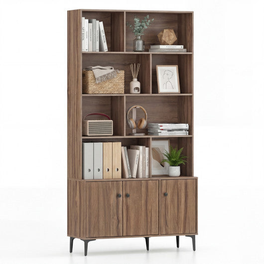 Bookshelf with 3 Doors and 2 Anti-Tipping Kits for Home Office-White