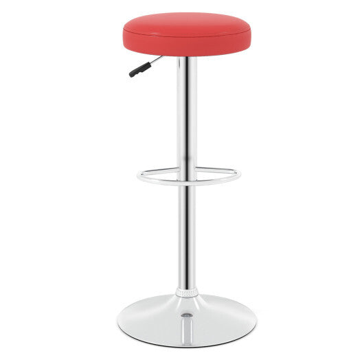 Set of 2 Height-adjustable Swivel Bar Stool with 360 Swivel bar stool-Red