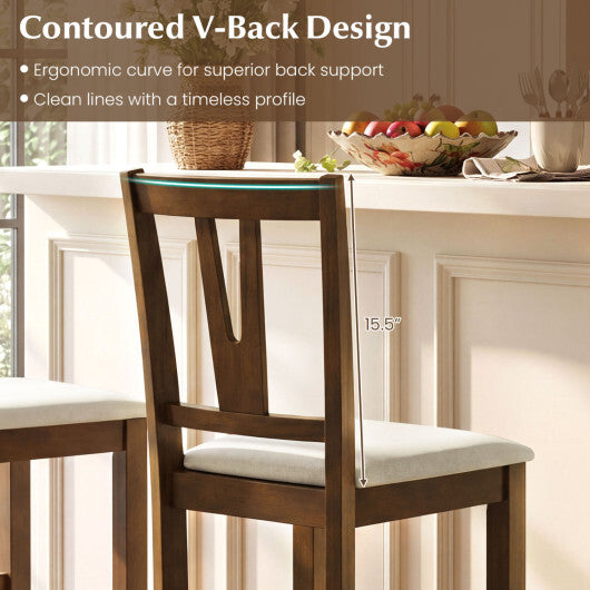 Counter Height Bar Stools with Contoured V-Back-Set of 2