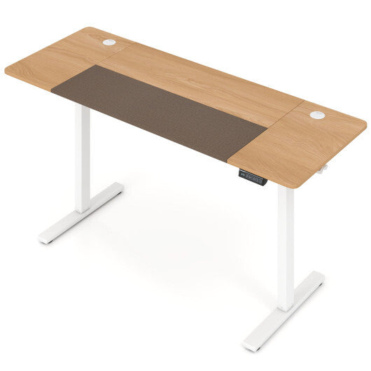 63 x 24 Inch Height Adjustable Sit Stand Computer Desk with 3 Memory Presets-Rustic Brown