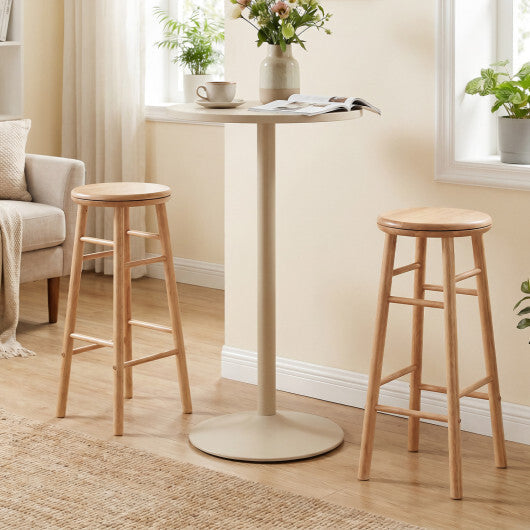 29" Swivel Bar Stools Set of 2 with Footrests & Crossbars-Walnut